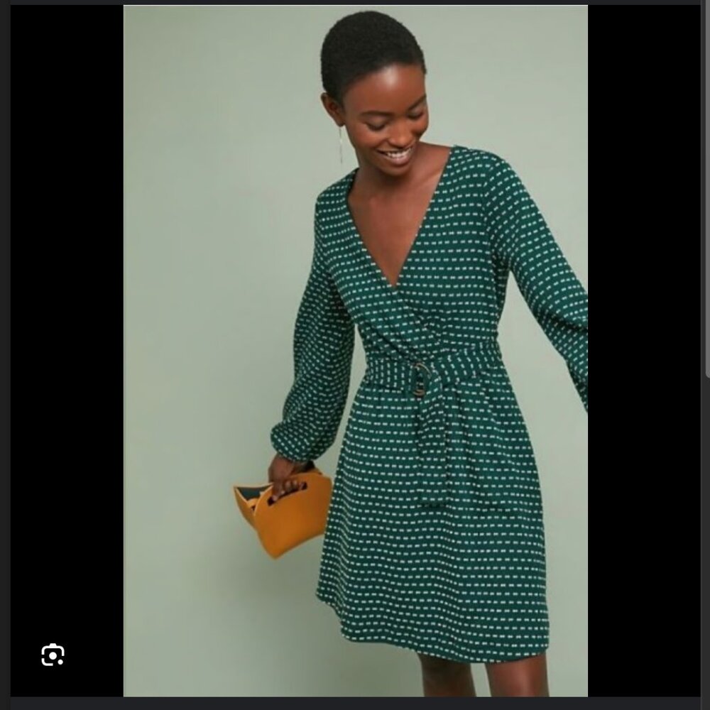 Anthropologie Maeve Malta Belted Long Sleeve Dress - XXSP